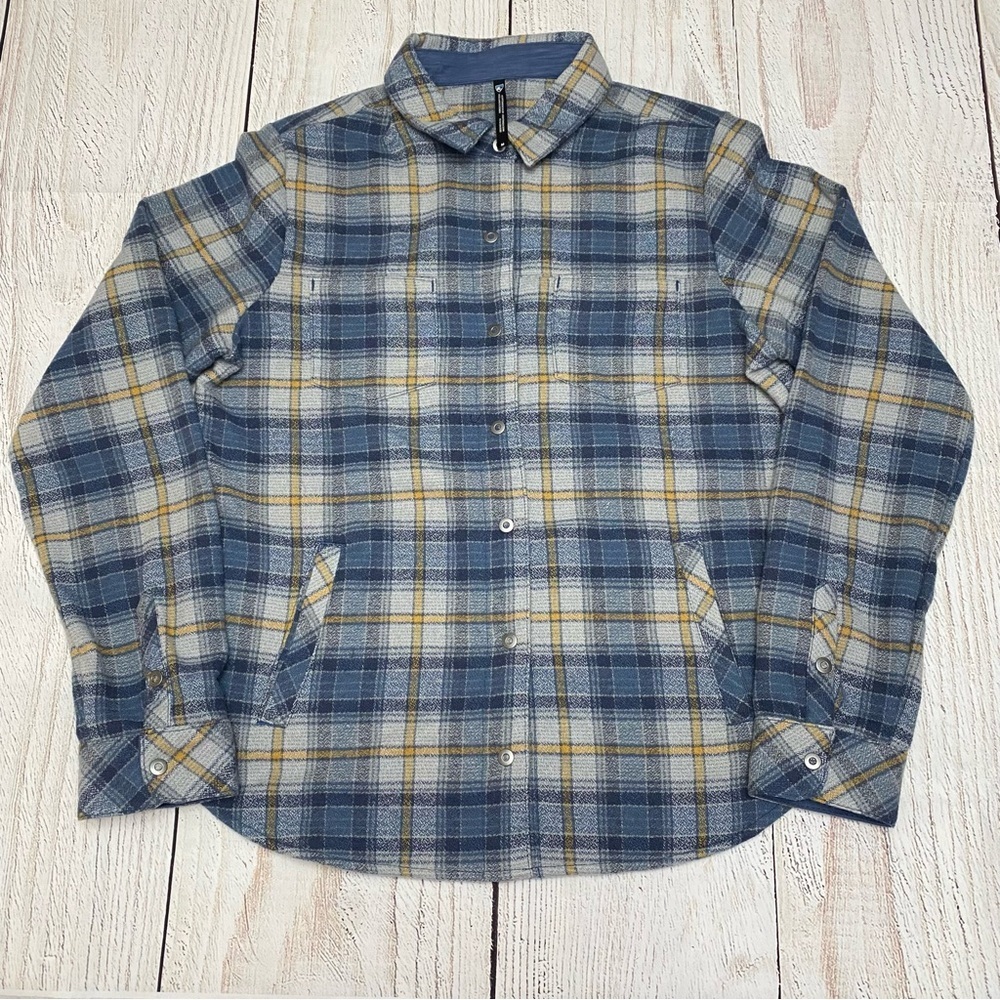 Kuhl Blue and Yellow Plaid Button Down Shirt Medium